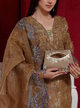 Alyana By Pak Fabrics Embroidered Organza Semi Stitched 3 Piece Suit PF25LEO EAT-444